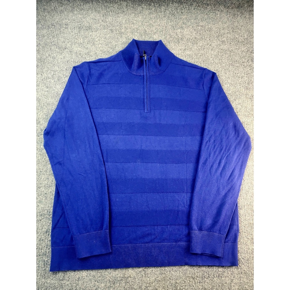 Forte Cashmere Brand Sweater Womens XL Blue Silk Cotton Cashmere 1/4 Zip Neck‎